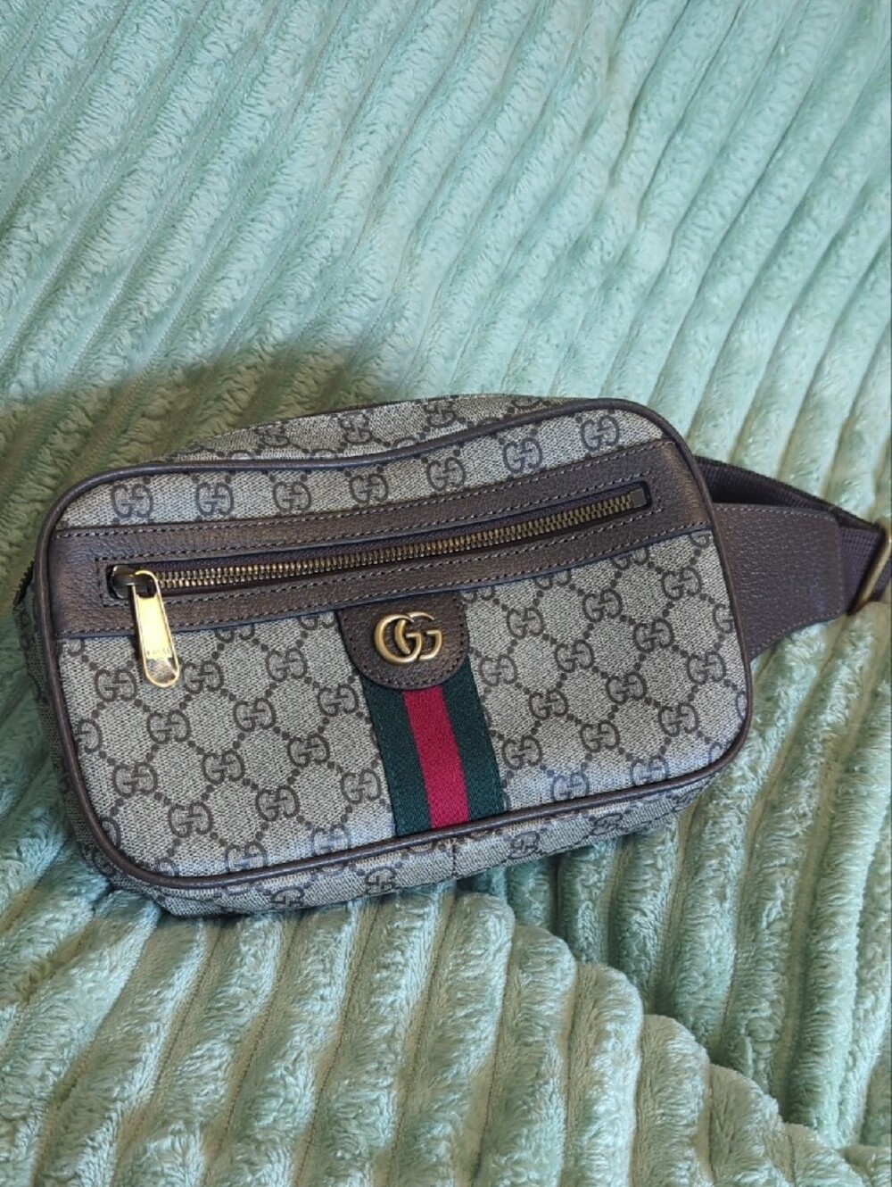 Soft GG Supreme Monogram Medium Ophidia Belt Bag Dark Brown